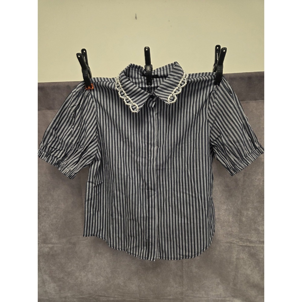 RNWY WOMENS STRIPED SHIRT SZ L BLU/WHT NWT